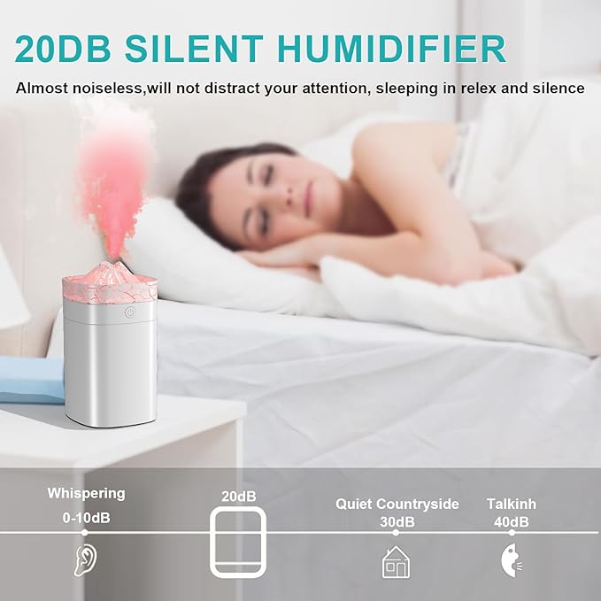 Portable Small Humidifier, 400ml Cool Mist Humidifiers for Bedroom, USB Powered Desktop Humidifier with Light for Car, Office, Travel, Plants, Auto Shut-Off, 2 Mist Modes, Super Quiet, White-Crackle