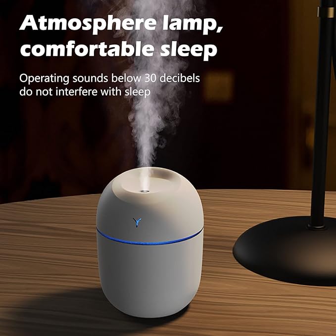 Humidifiers for Bedroom, 250ml Easy To Fill and Clean, Quiet Ultrasonic Mini Humidifier with 2 Mist Modes and 7 Color Nightlight,auto Shut-Off Portable Humidifier for Plants Home Nursery Indoor