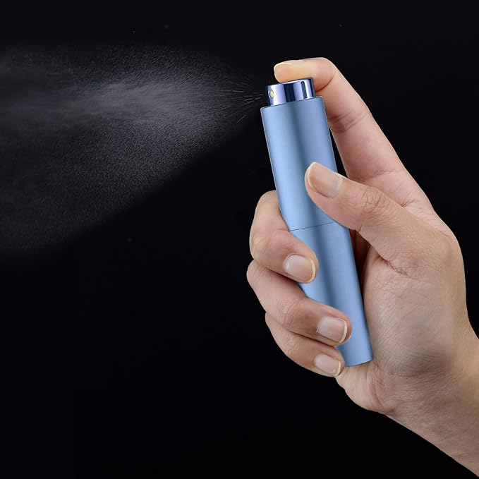 Tekson 10ml Travel Perfume Atomizer Refillable, Mini Cologne Spray Bottle Empty, Small Coffee Spray Bottle (Blue)