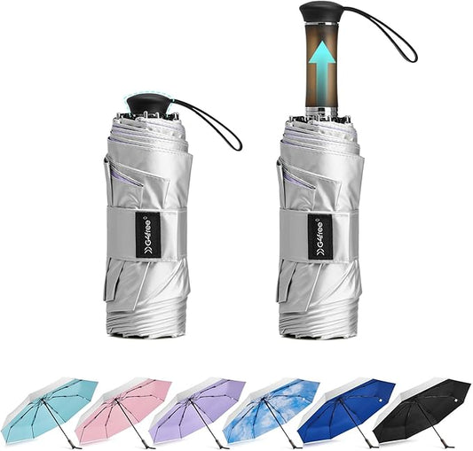 G4Free 46 Inch Mini Travel Umbrella with Retractable Handle, Pocket Size Umbrellas for Sun Rain. UV Protection UPF 50+, Small Compact Umbrella