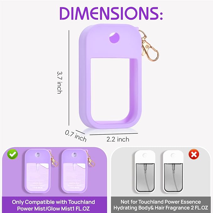 Silicone Case Compatible with Touchland Hand Sanitizer Spray, Protective Case for Spray 1FL. OZ (Pink, Purple(2PCS))