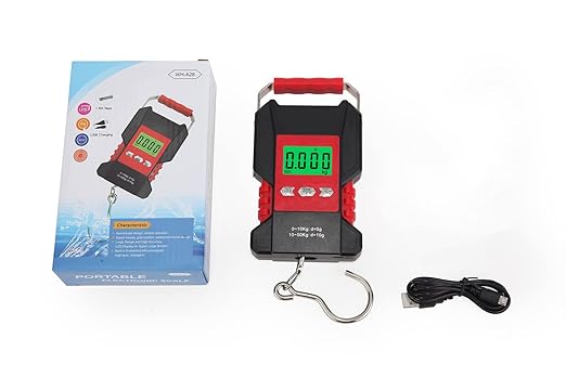 Klau Portable Rechargeable 50 kg / 100 lb Heavy Duty Waterproof Fish Scale Digital Hanging Scale Luggage Scale with Measuring Tape for Home Farm Hunting Outdoor
