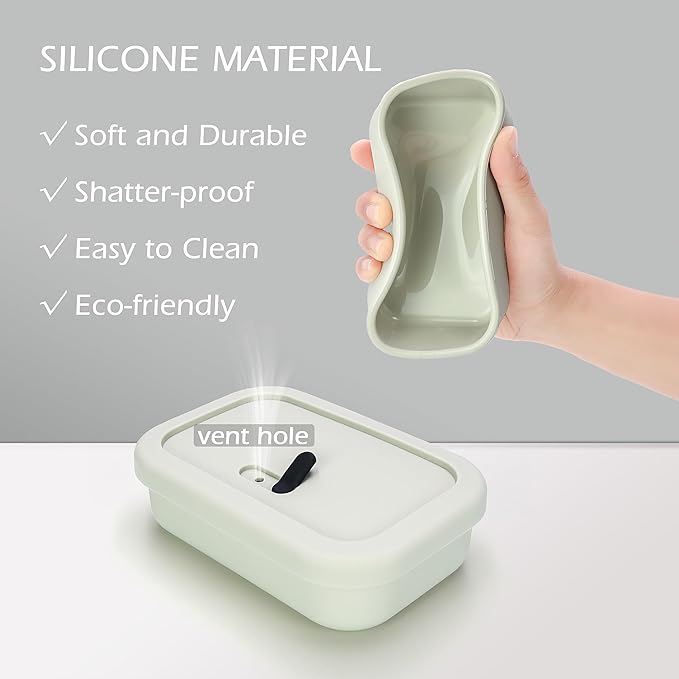AIDIMMING Large Vented Silicone Travel Soap Case, Leak-Proof Shampoo Bar Holder for Kitsch Shampoo and Conditioner Bar Set, Drain Tray Container for Large Bars, Handmade Bars, Travel Gym (Off White)