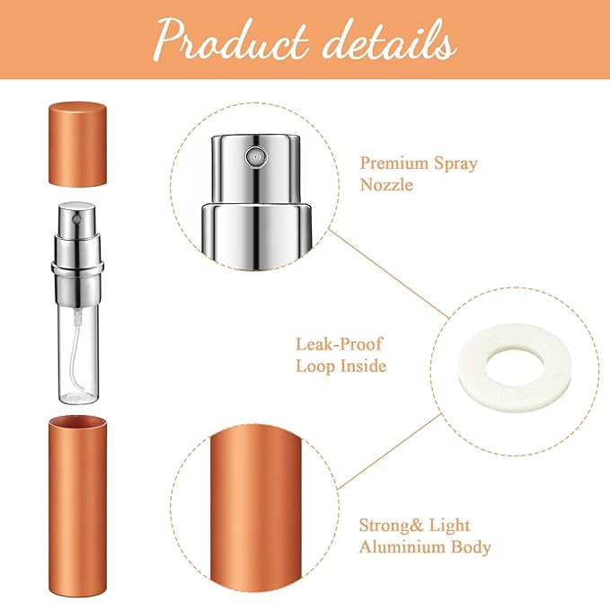 Boao 14 Pcs 5ml Travel Perfume Atomizer Rainbow Mini Refillable Spray Perfume Bottle Portable with 10 Pcs Refill Pump Dispenser Pump Transfer Tool for Women Men Outgoing Traveling