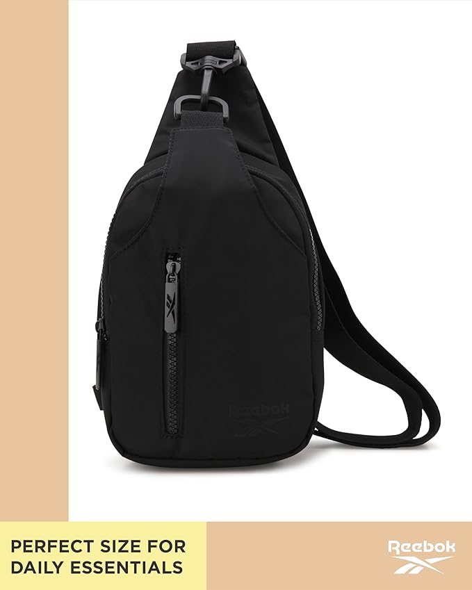 Reebok Unisex Crossbody Bag - Convertible Compact Durable Cross Body Bag for Women and Men - Gym and Travel Essentials, Size One Size, Berry Black