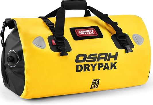 OSAH DRYPAK Waterproof Duffel Bag - Motorcycle Dry Bag Tail Bag with Large Storage Space, Waterproof Luggage Duffle Bags with Outer Mesh Zipper Pocket for Camping, Kayaking, Fishing & Traveling
