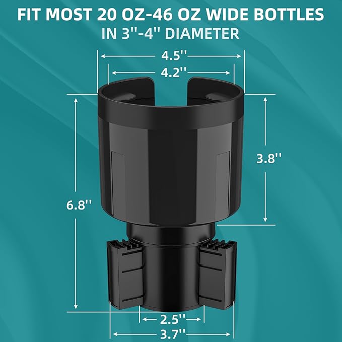 TYKOR Car Cup Holder Expander Adapter with Offset Base, Cup Holder Extender for Car Compatible with Yeti 14/24/36oz, Hydro Flasks 32/40oz, Other Large Water Bottles and Mugs in 3.2"-4.0"