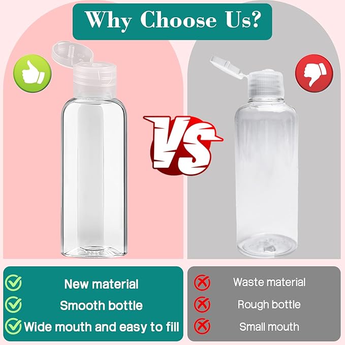 100 Pack Empty 3.4 oz Travel Bottles Tsa Approved Leakproof Plastic Squeezable Small Bottles for Toiletries Liquids Travel Essentials with Black Flip Cap