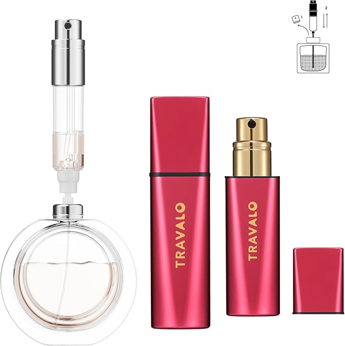 Travalo OBSCULA Ultimate Bottom-Fill Perfume Atomizer with HD Spray - 5ml Leakproof Travel Bottle, Refillable Portable Fragrance Dispenser for Her & Him (OBSCURA, RED)