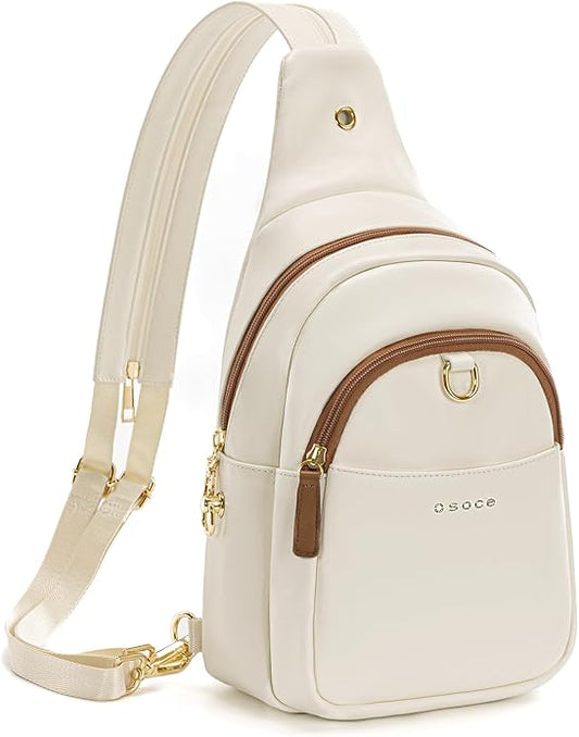 OSOCE Crossbody Bags for Women Sling Bag Anti Theft PU Leather Travel Chest Purse Small Adjustable Strap Fits Large Phone