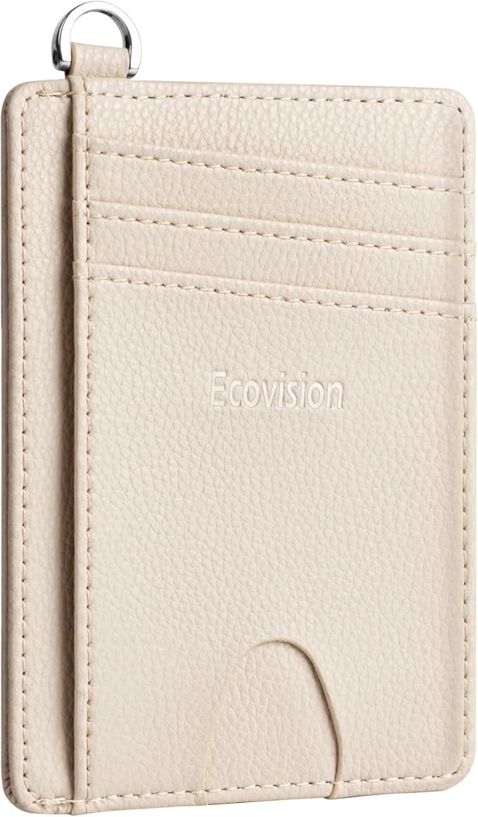 Slim Minimalist Front Pocket Wallet, RFID Blocking Credit Card Holder Wallet with Detachable D-Shackle for Men Women