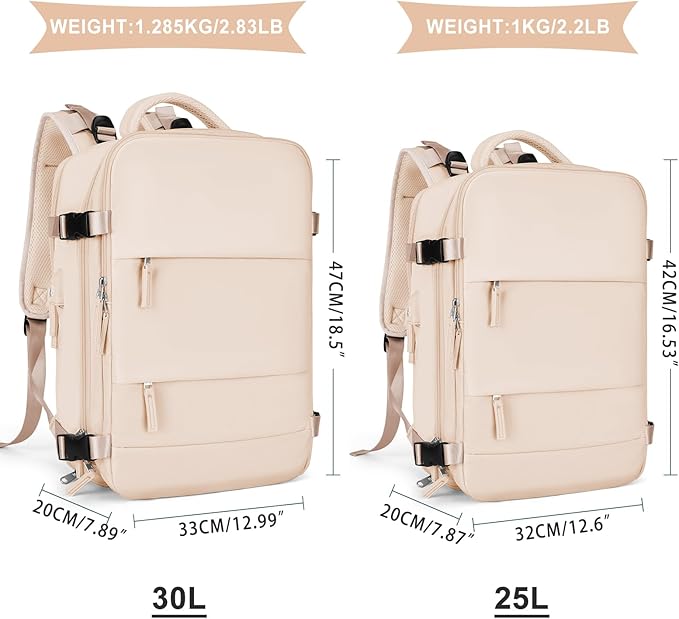 coowoz Travel Backpack For Women Men,Carry On Backpack,Hiking Backpack Waterproof Outdoor Sports Rucksack Casual Daypack Travel Essentials（Beige）