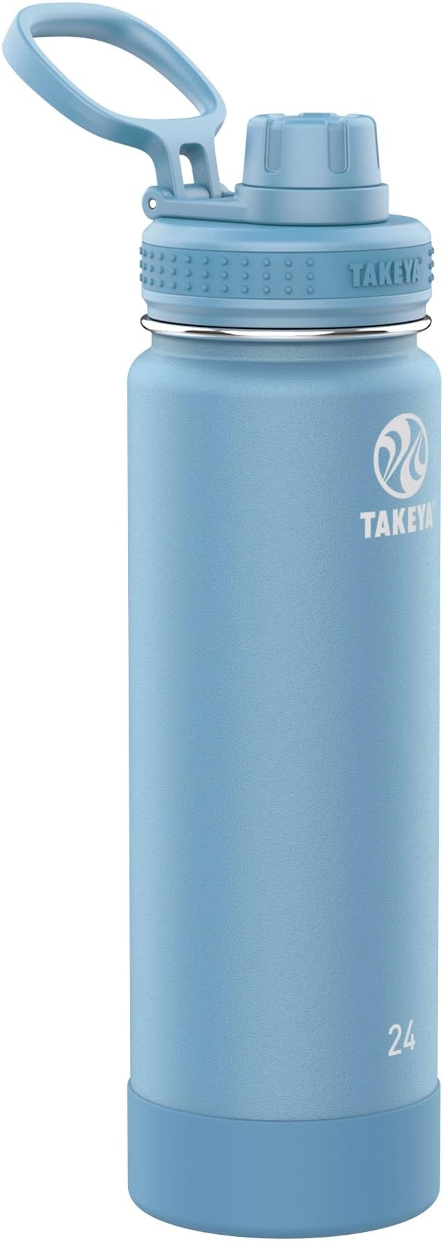 Takeya Actives Stainless Steel Water Bottle, Insulated Spout Lid, Keeps Drinks Cold 24 Hrs, Leakproof, Durable, Dishwasher Safe, Ideal for Gym, Travel, Fits Most Cup Holders, 24 oz/Bluestone