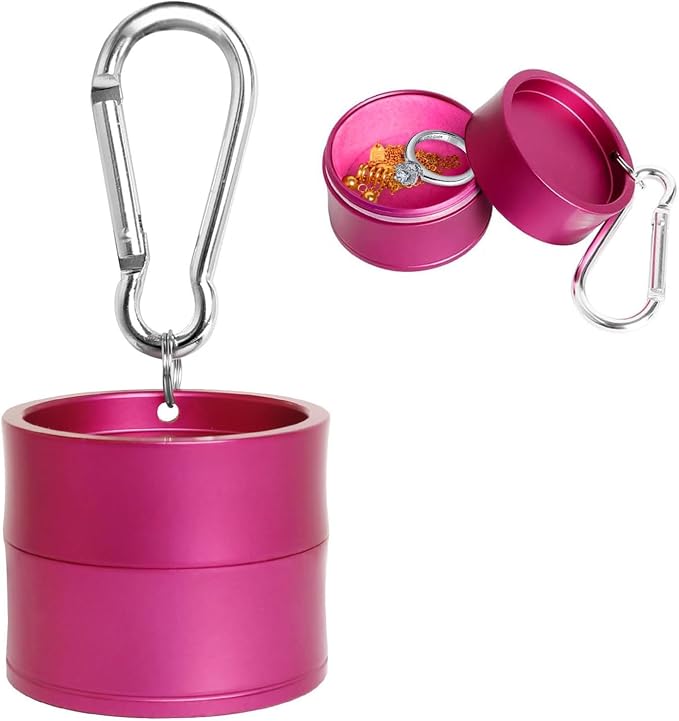 Mini Travel Ring Holder Keychain, Portable Jewelry Holder Keychain with Protective Sponge, Small Necklace Earrings Case for Gym Sports Bag Purse