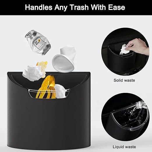 Leakproof Car Trash Can, Mini Car Trash Bin with Removable Liner, Waterproof Automotive Garbage Can for SUV, Truck, Vehicle, Home, Office, Multipurpose, Easy to Clean, White