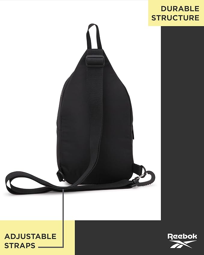 Reebok Unisex Crossbody Bag - Convertible Compact Durable Cross Body Bag for Women and Men - Gym and Travel Essentials, Size One Size, Thea II Black