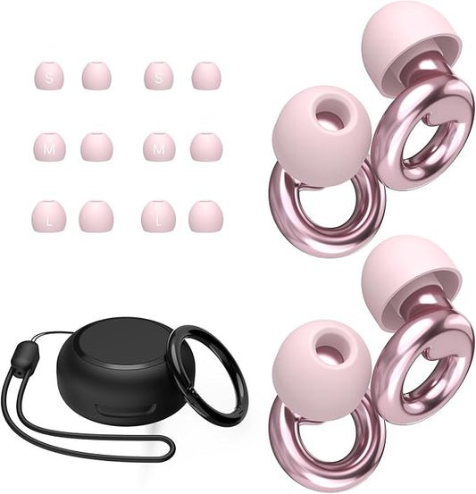 JUSTRVN Ear Plugs for Sleeping,2 Pairs of Stylish Reusable Noise Reduction Earplugs with 8 Pairs Tips & case,Hearing Protection Earplugs for Concert,Travel,Work,Live Events - 25dB-30dB