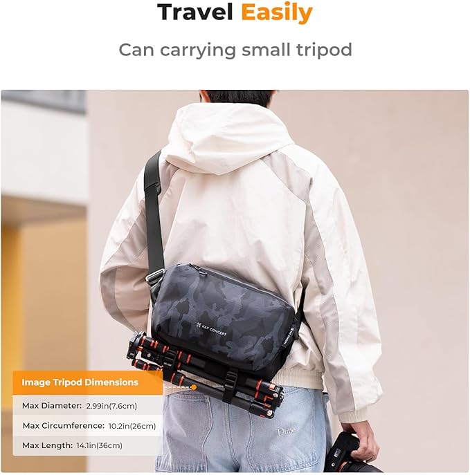 K&F CONCEPT Camera Sling Bag Crossbody Bag Waterproof Camera Shoulder Backpack DSLR/SLR/Mirrorless Camera Case