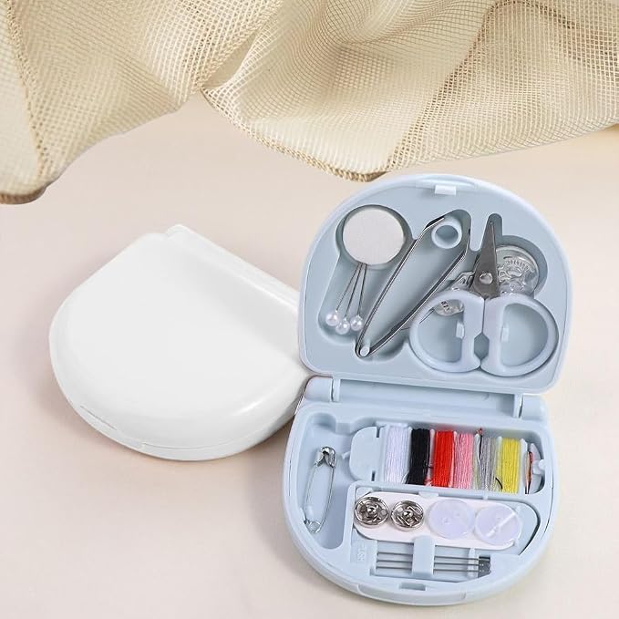 ZYMJBB 2 Mini Travel Sewing Kit Box Kit,Portable DIY Supplies Emergency Repair with Threads,Needles Scissors for Travel Home Use Beginner Friendly