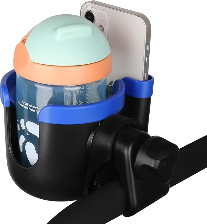Accmor Stroller Cup Holder with Phone Holder, Bike Cup Holder, Universal Cup Holder for Uppababy Nuna Doona Strollers, 2-in-1 Cup Holder for Walker, Wheelchair, Scooter