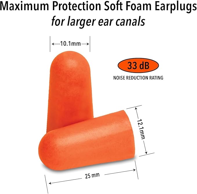 Mack's Maximum Protection Soft Foam Shooting Ear Plugs, 40 Pair – 33 dB Highest NRR – Comfortable Earplugs for Hunting, Tactical, Target, Skeet and Trap Shooting | Made in USA (Pack of 2)