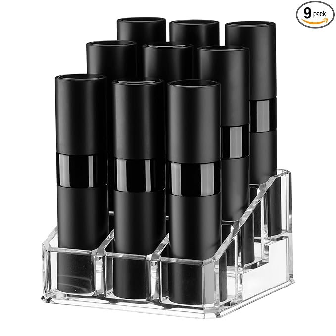 Tekson 9PCS 8ml Travel Perfume Atomizer Refillable, Mini Cologne Spray Bottle Empty, Small Aftershave Sprayer for Liquid Dispenser with 1 Perfume Holder Organizer