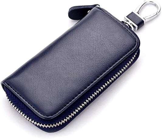 Genuine Leather Key Holder Bag with 2 Card Slot & 6 Hooks & 1 Access Card,Key Case Car Key Holder Wallet for Men Women