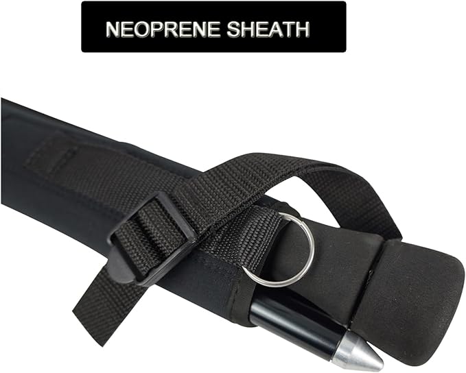 Aventik Fold-able Wading Staff Water Depth Safety Warning Sign Coated Stainless Steel Core T7075 Aluminum Body Corrosion Resistance Neoprene Sheath