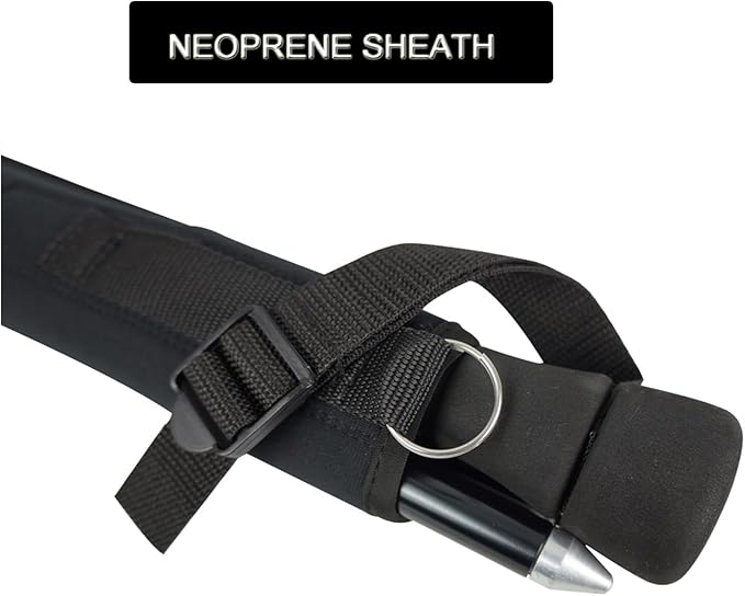 Aventik Fold-able Wading Staff Water Depth Safety Warning Sign Coated Stainless Steel Core T7075 Aluminum Body Corrosion Resistance Neoprene Sheath