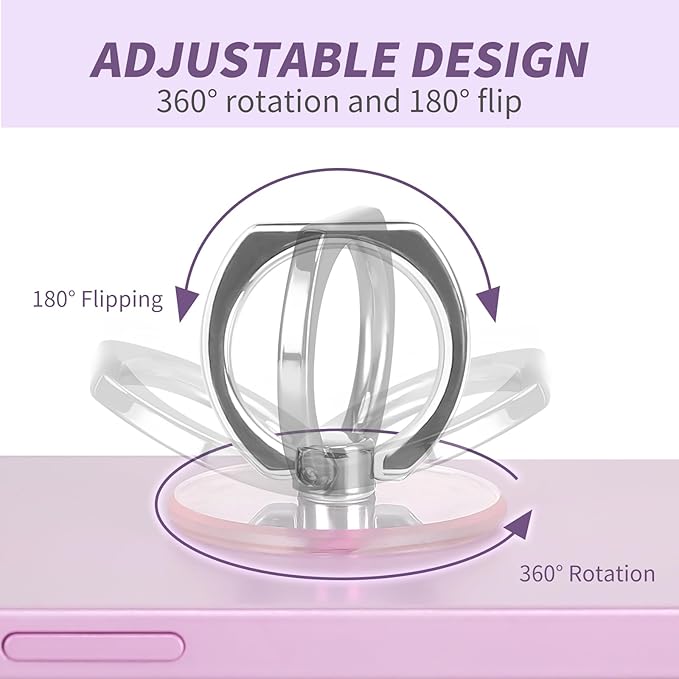 2 Pack Jsoerpay Cell Phone Ring Holder, Transparent Ring Holder 360°Rotation Finger Ring Stand, Phone Kickstand Compatible with Most of Phones, Tablet and Case (Silver)
