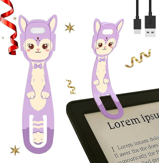 Rechargeable Kids Book Light, Cute Bookmark Reading Light for Kids, Dimmable Portable LED Book Light for Reading in Bed, Eye-Caring Bedtime Reading Lamp for Children & Travel, Purple