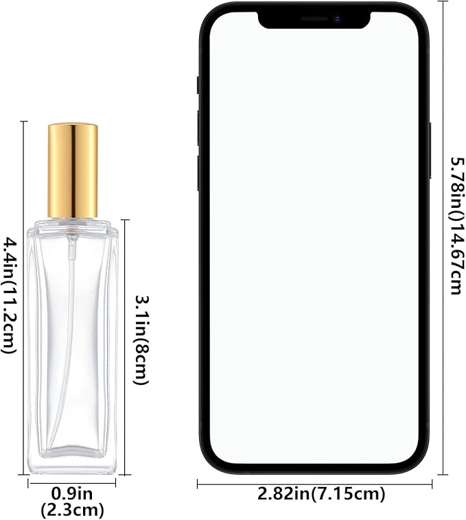 30 ml Glass Spray Bottle, 1 oz Perfume Bottles Empty, Glass Atomizer, Small Travel Atomizer Bottle Refillable (6 PCS, Gold)