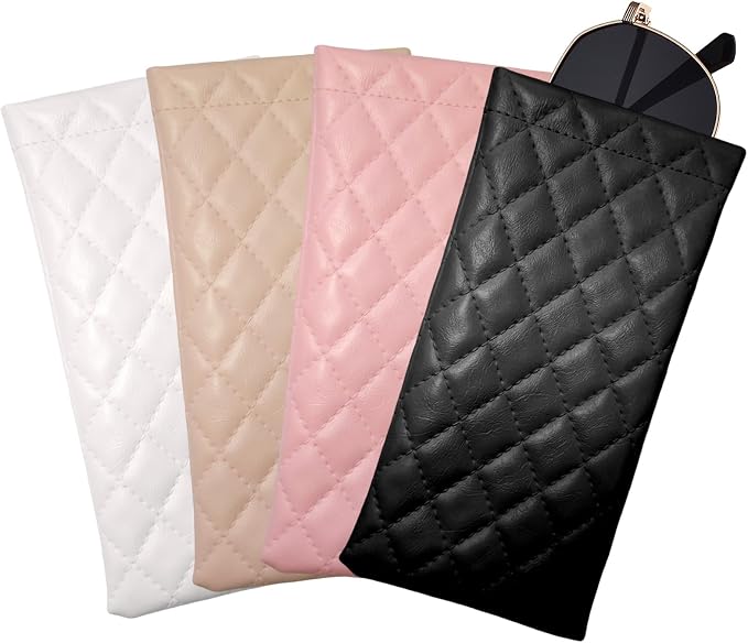 4 Pcs PU Leather Waterproof Sunglasses Case Set, Multi-Functional Glasses Case, Soft Sunglass Pouch for Women