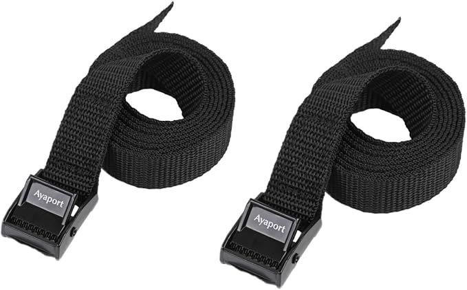 Ayaport Lashing Strap Tie Down Straps with Adjustable Cam Buckle Nylon Cinch Strap for Packing Cargo, Bike, Luggage Black 2 Pcs (Black, 0.75'' x 4')