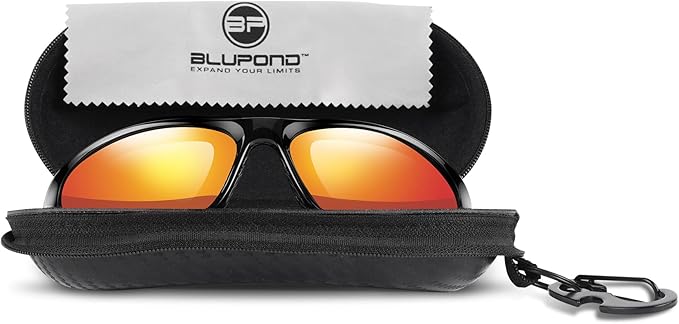 BLUPOND Sunglasses Case Semi Hard EVA Shell with Metal Hanging Hook Belt Clip Sun Glasses Storage