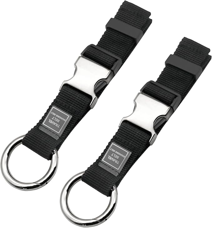 Add-A-Bag Luggage Strap Jacket Gripper, Luggage Straps Baggage Suitcase Belts Travel Accessories - Make Your Hands Free, Easy to Carry Your Extra Bags (2X Black)