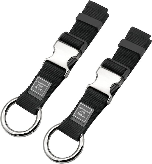 Add-A-Bag Luggage Strap Jacket Gripper, Luggage Straps Baggage Suitcase Belts Travel Accessories - Make Your Hands Free, Easy to Carry Your Extra Bags (2X Black)