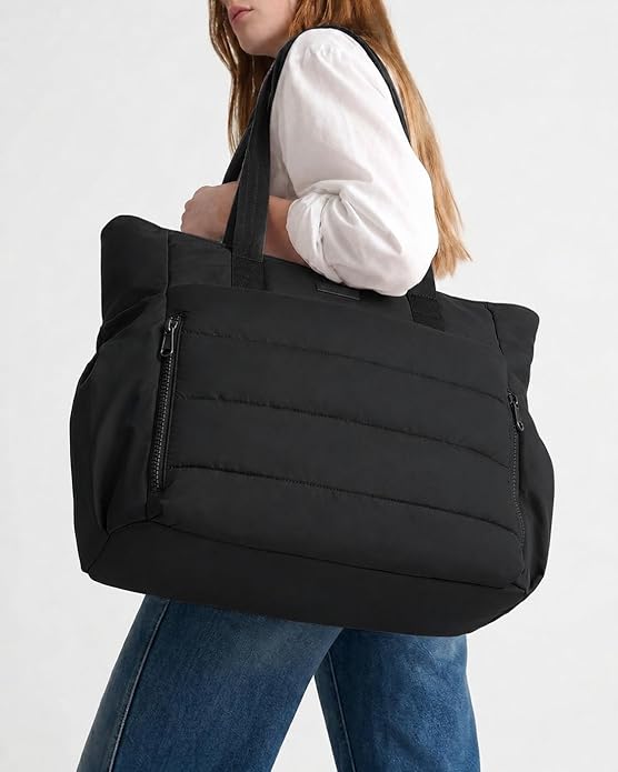 NISHEL Travel Puffy Tote Bag For Women, Ultra-Lightweight Large Tote Purse For Office Day And a Short Weekend Getaway