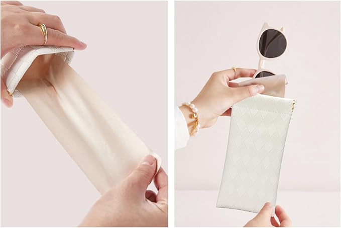 eyeglasses bag Soft Glasses bag, Portable Squeeze Top Sunglasses Case Travel for Women Girls