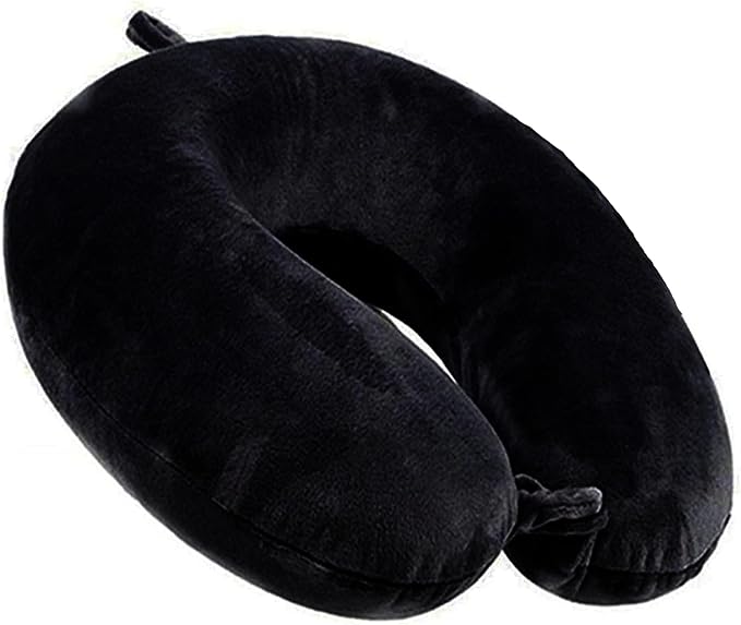 GDEOUP Travel Pillow - Memory Foam Neck Pillow Support Pillow,Luxury Compact & Lightweight Quick Pack for Camping,Sleeping Rest Cushion (Black)