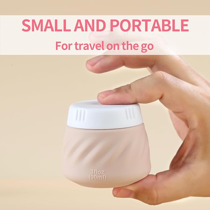 Gemice Travel Containers for Toiletries, TSA Approved 3 oz Leak-proof Silicone Travel Jars for Cream, BPA-Free Travel Size Container with Lid for Cosmetic Shampoo Cream (4 Pack)
