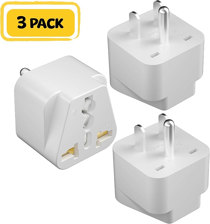 Bates Universal 3-Pack Travel Adapter: UK to US/European to American Plug Adaptor