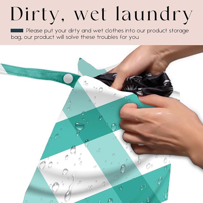 Wet Bag, 4Pcs Wet Dry Bag Set, Reusable Waterproof Bags with Preppy Plaid Prints for Women, Excellent for Beach Outings, Pool Sessions, Travel & Daily Storage