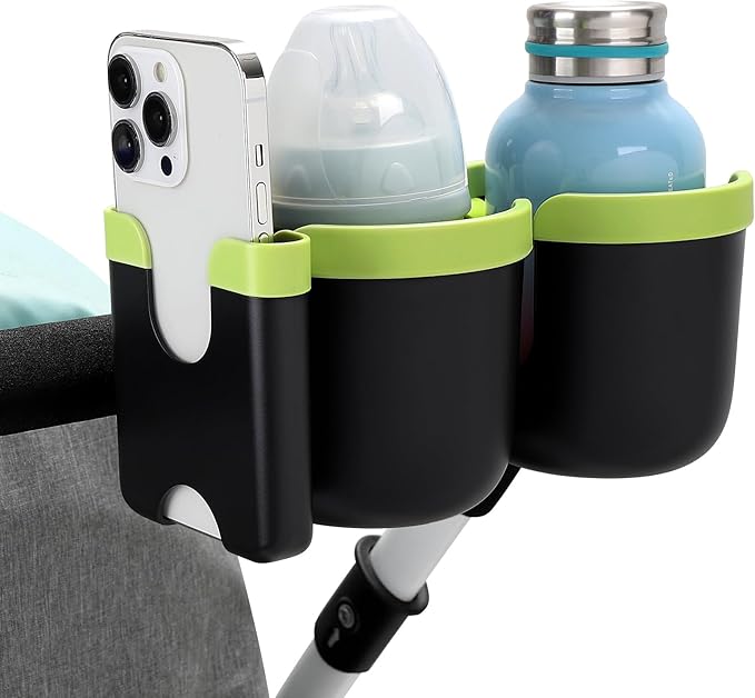 Accmor Stroller Cup Holder with Phone Holder, Bike Cup Holder, Universal Cup Holder for Uppababy Nuna Doona Strollers, 2-in-1 Cup Holder for Walker, Wheelchair, Scooter