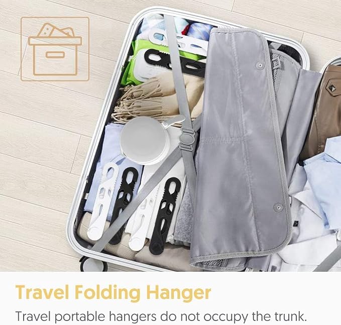 Premium Travel Hangers 3 Pack Portable Folding Clothes Hangers - Super Bearing Collapsible Hanger Foldable Clothes Drying Rack for Travel, Indoor and Outdoor Use (3 Pack White)