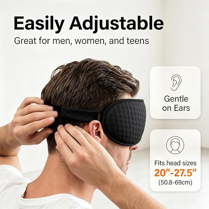 Blackout Weighted Eye Mask for Sleeping: 3D Contoured Gentle-Pressure Sleep Mask for Men & Women - Airplane Travel & Night Shift Essentials, Zero Eye Pressure, Breathable Blindfold, Black