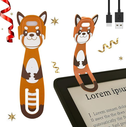 Rechargeable Kids Book Light, Cute Bookmark Reading Light for Kids, Dimmable Portable LED Book Light for Reading in Bed, Eye-Caring Bedtime Reading Lamp for Children & Travel, Brown