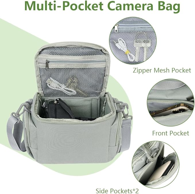 Ainiv DSLR Camera Bag, Waterproof Anti-Shock SLR Camera Case, Large Adjustable Shoulder Strap Camera Backpack, Portable Crossbody Single Shoulder Backpacks Compatible with Canon, Sony, Nikon, Grey