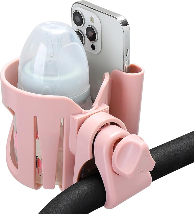 Accmor Stroller Cup Holder with Phone Holder, Universal Cup Holder for Walker Wheelchair Bike, 360° Rotatable Stroller Cup Holder Attachment Accessories for Walker, Wheelchair, Scooter