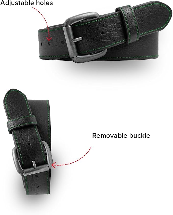 First Mfg Co - Mens Premium Leather Belt With Removable Buckle And Hidden Zipper Money Belt Daily Wear For Pants Perfect Fit